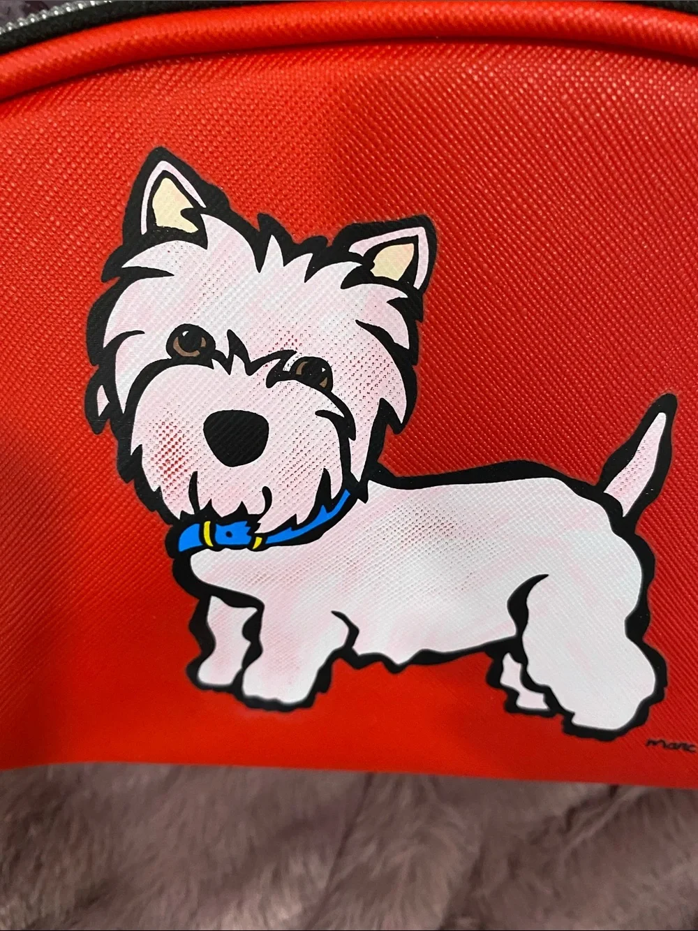 Mark Tetro Red Westie Dog Cosmetic Pouch.